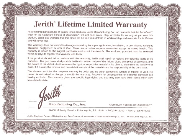 jerith warranty